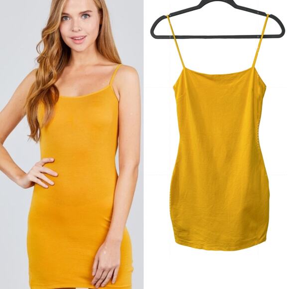 NEW! Lulus S Golden Yellow Bodycon Mini Dress $78 Strappy Stretch Sexy Mustard - Picture 1 of 9